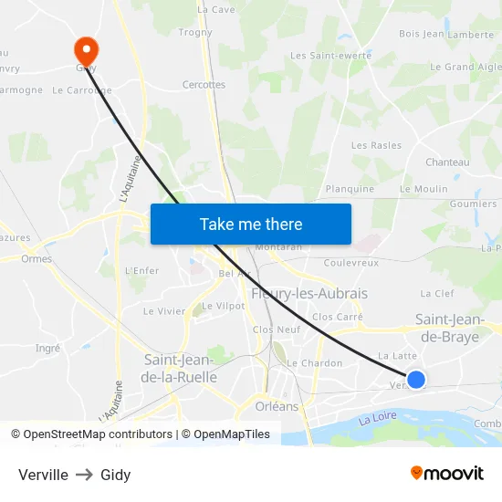 Verville to Gidy map