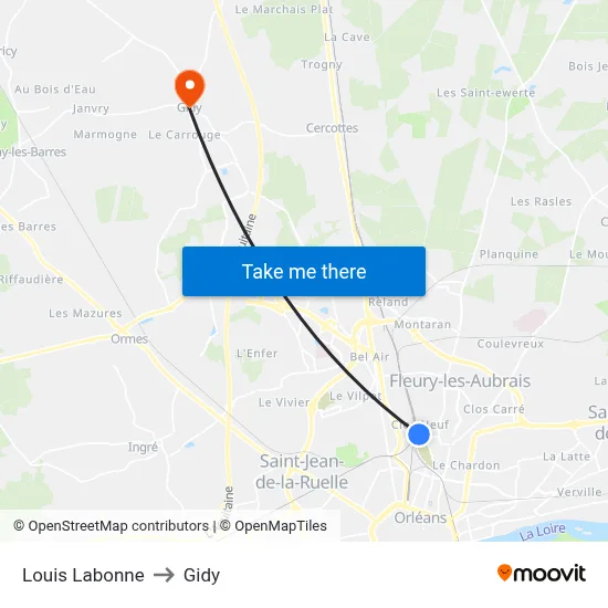 Louis Labonne to Gidy map