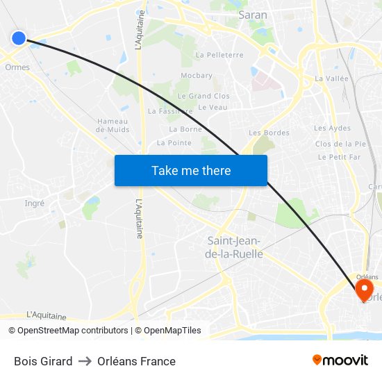 Bois Girard to Orléans France map