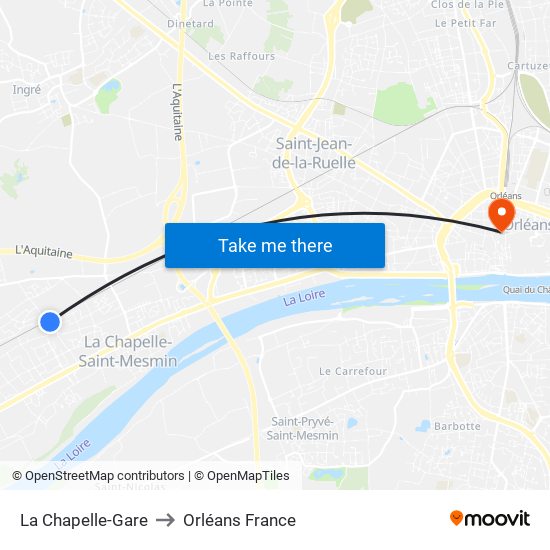 La Chapelle-Gare to Orléans France map