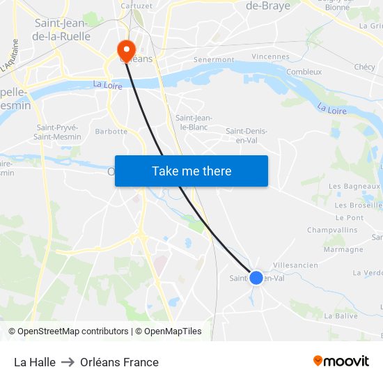 La Halle to Orléans France map