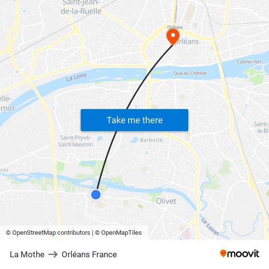 La Mothe to Orléans France map