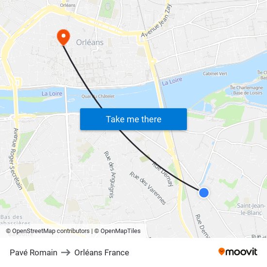 Pavé Romain to Orléans France map