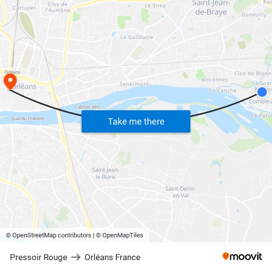 Pressoir Rouge to Orléans France map