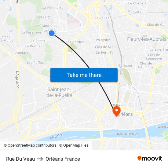 Rue Du Veau to Orléans France map