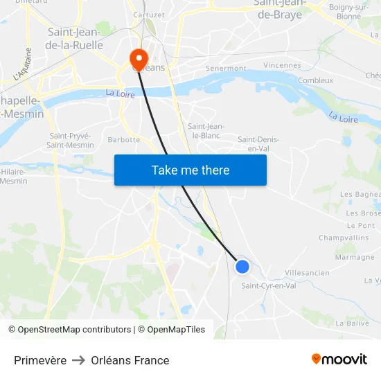 Primevère to Orléans France map