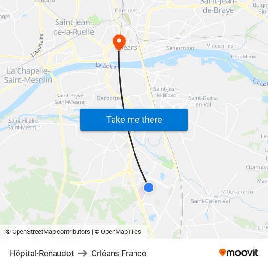 Hôpital-Renaudot to Orléans France map