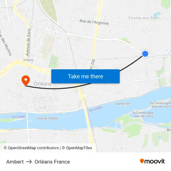 Ambert to Orléans France map