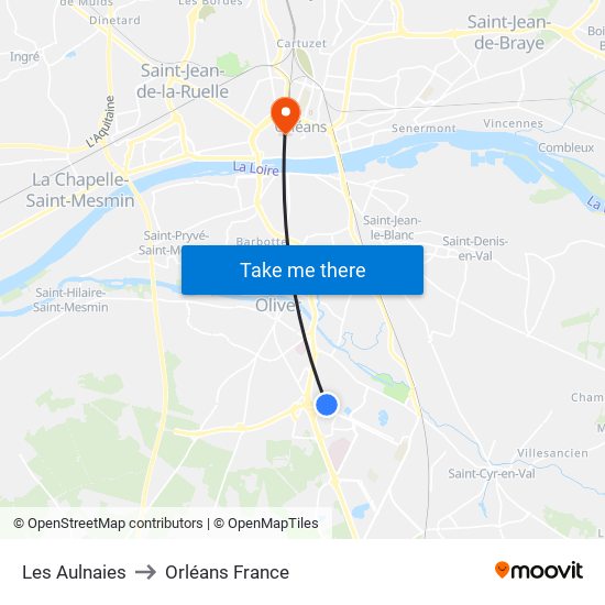 Les Aulnaies to Orléans France map