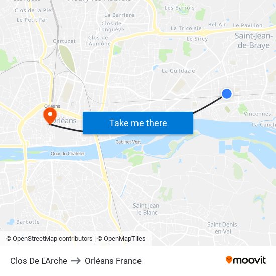Clos De L'Arche to Orléans France map