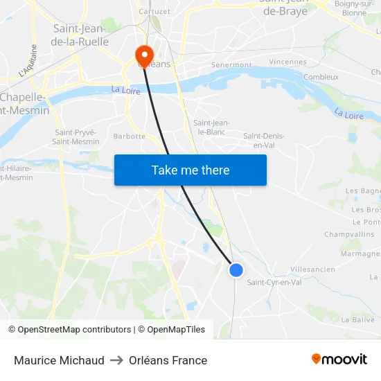 Maurice Michaud to Orléans France map