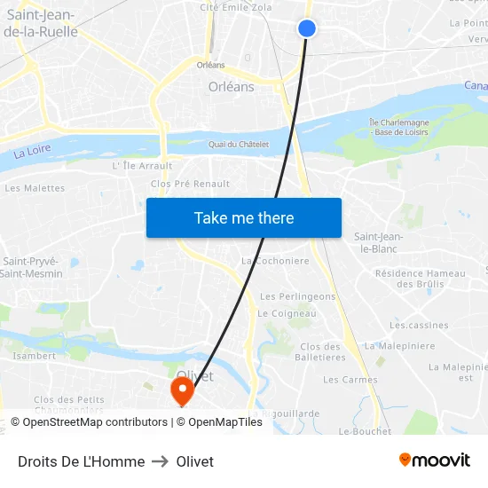 Droits De L'Homme to Olivet map