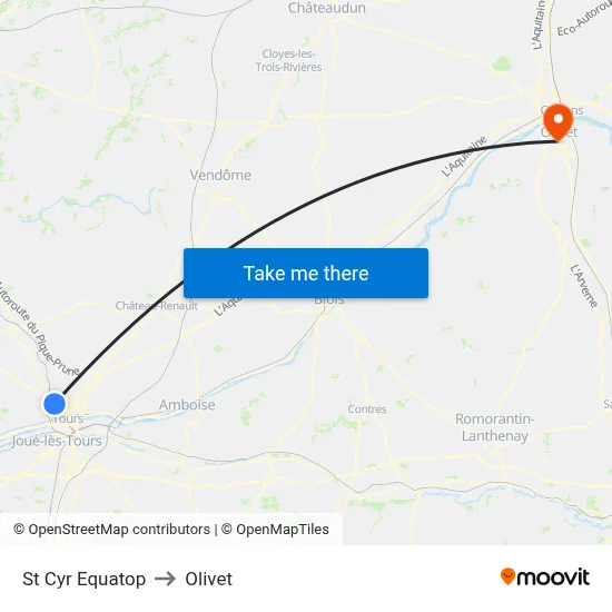 St Cyr Equatop to Olivet map