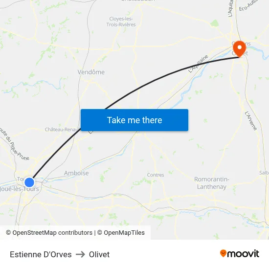 Estienne D'Orves to Olivet map