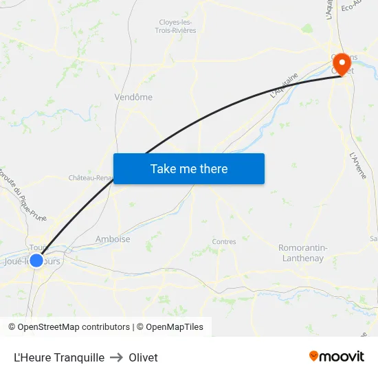 L'Heure Tranquille to Olivet map