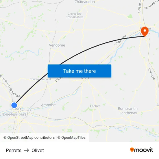Perrets to Olivet map