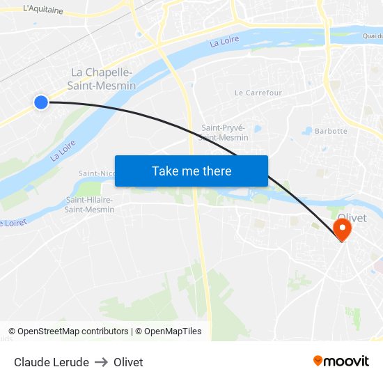 Claude Lerude to Olivet map