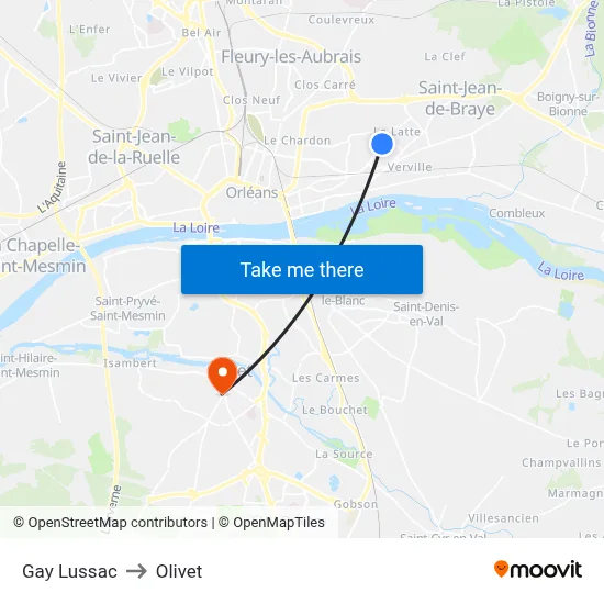 Gay Lussac to Olivet map