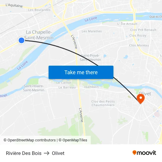 Rivière Des Bois to Olivet map