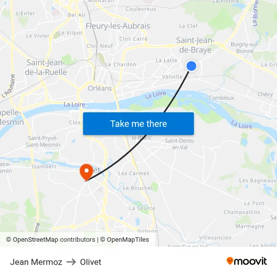 Jean Mermoz to Olivet map