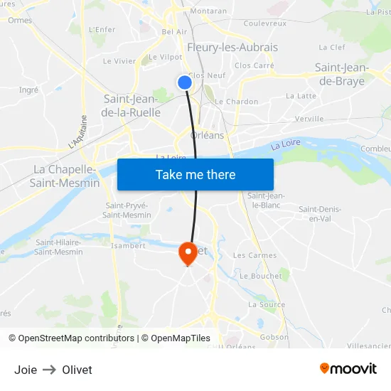Joie to Olivet map