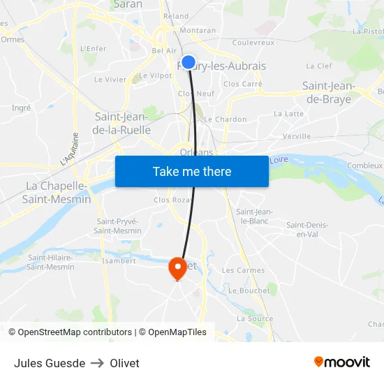 Jules Guesde to Olivet map