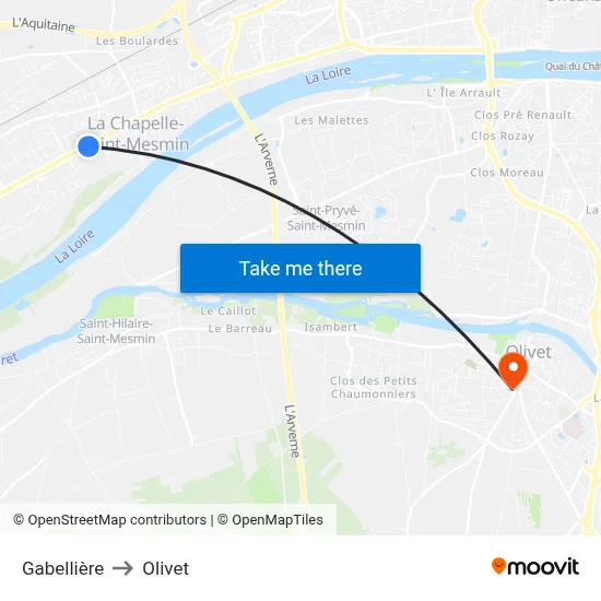 Gabellière to Olivet map