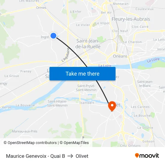 Maurice Genevoix - Quai B to Olivet map