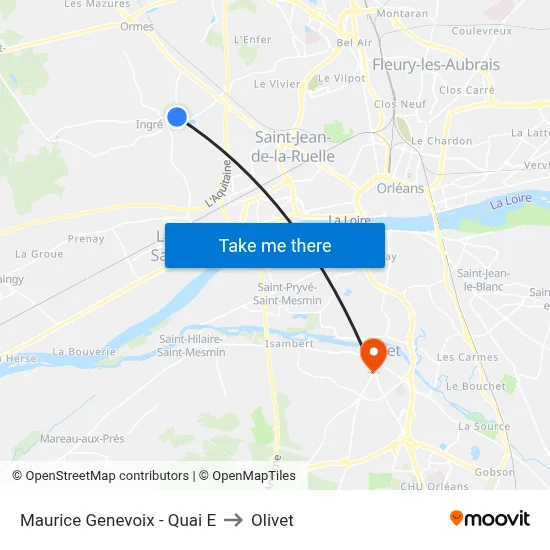 Maurice Genevoix - Quai E to Olivet map
