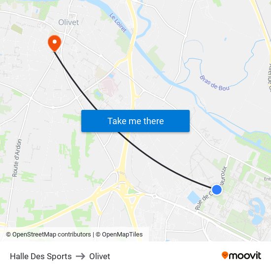 Halle Des Sports to Olivet map