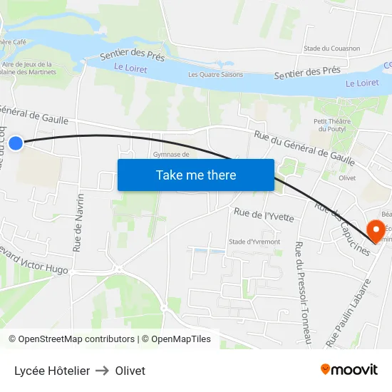 Lycée Hôtelier to Olivet map