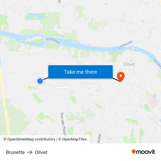 Brunette to Olivet map