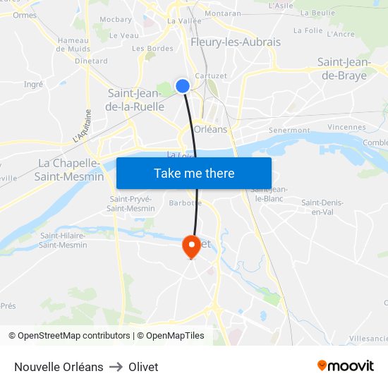 Nouvelle Orléans to Olivet map