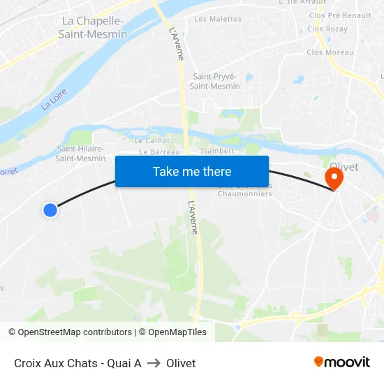 Croix Aux Chats - Quai A to Olivet map