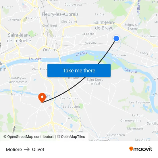 Molière to Olivet map