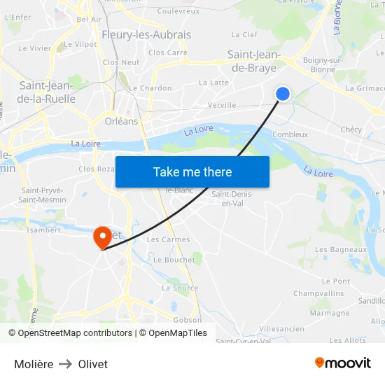 Molière to Olivet map