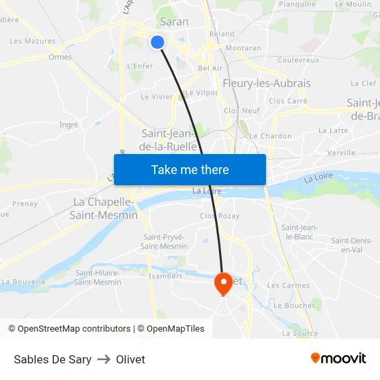 Sables De Sary to Olivet map