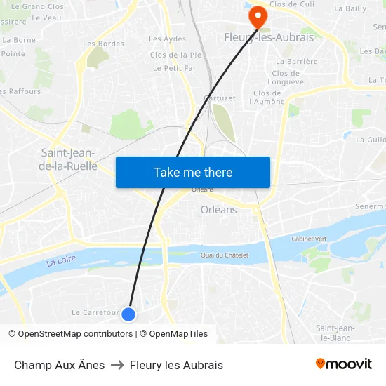 Champ Aux Ânes to Fleury les Aubrais map