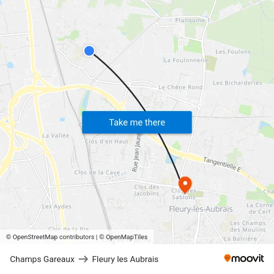 Champs Gareaux to Fleury les Aubrais map