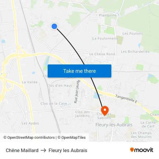 Chêne Maillard to Fleury les Aubrais map