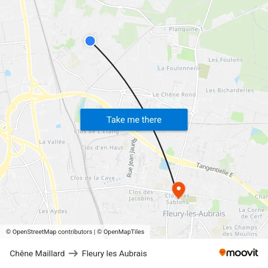 Chêne Maillard to Fleury les Aubrais map
