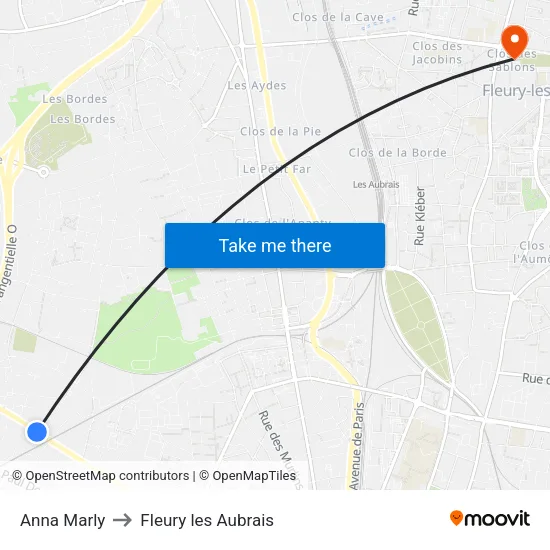Anna Marly to Fleury les Aubrais map