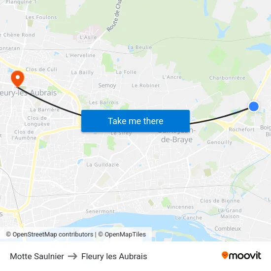 Motte Saulnier to Fleury les Aubrais map