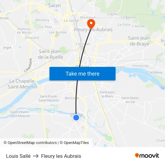 Louis Sallé to Fleury les Aubrais map