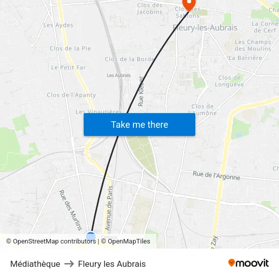 Médiathèque to Fleury les Aubrais map