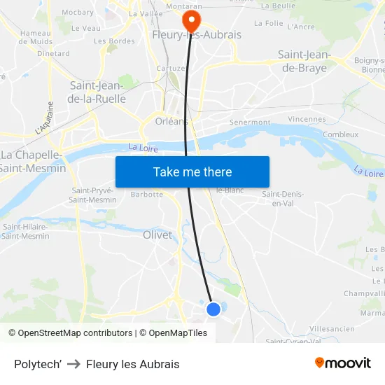 Polytech’ to Fleury les Aubrais map