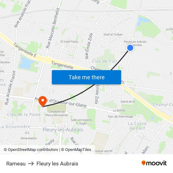 Rameau to Fleury les Aubrais map
