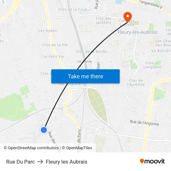 Rue Du Parc to Fleury les Aubrais map