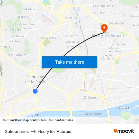 Salmoneries to Fleury les Aubrais map