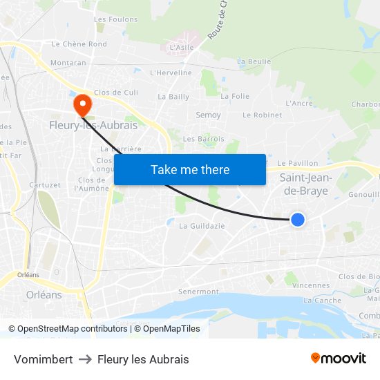 Vomimbert to Fleury les Aubrais map